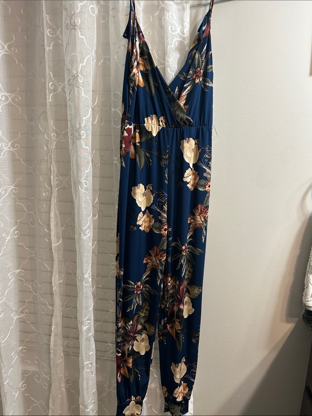 Navy Floral Sleeveless Jumpsuit